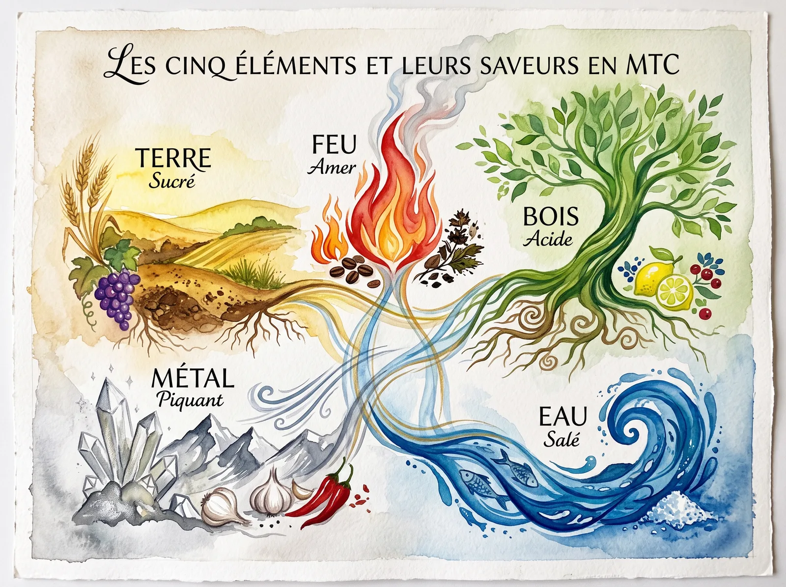 Les cinq éléments (Wu Xing) et leur lien avec l'alimentation