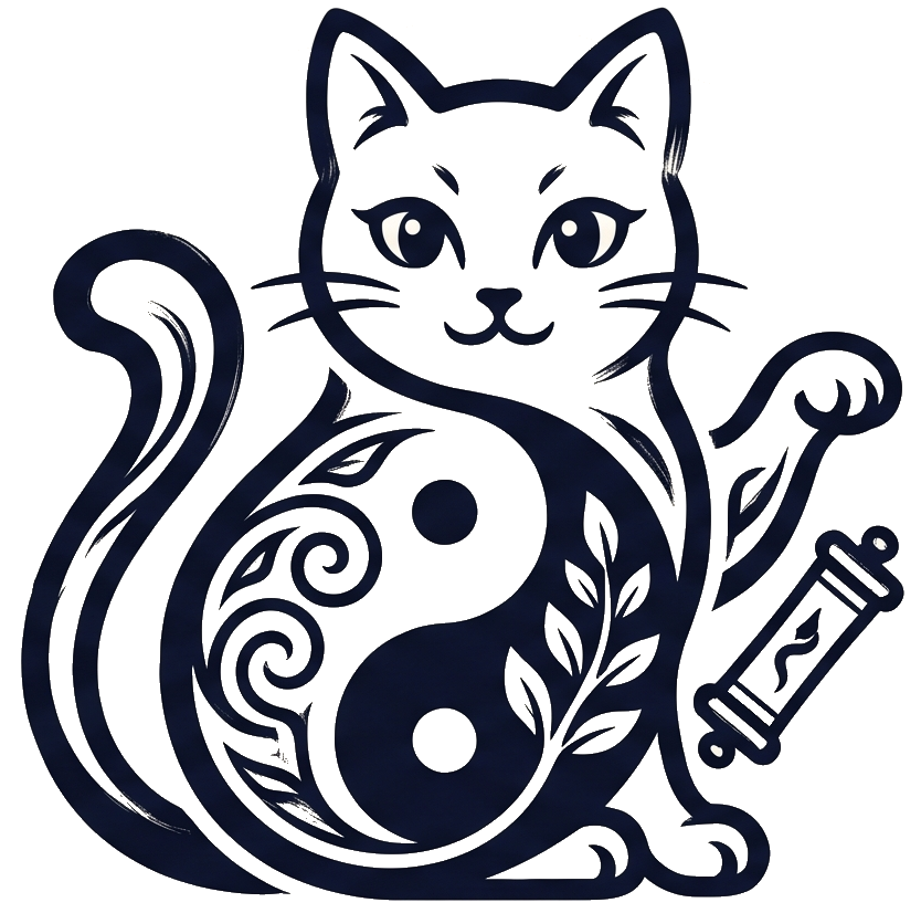 Terres d'équilibre MTC — médaillon du chat de feu Yin Yang, symbole du cabinet
